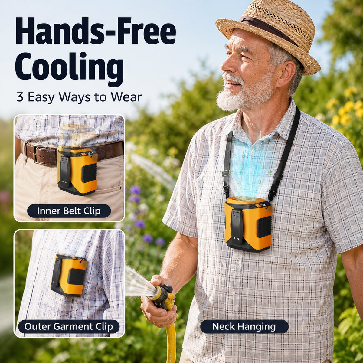 🔧 4-in-1 Portable Waist Fan - Hands-Free Cooling, 10 Speeds, 5000mAh Battery for Work & Outdoor!