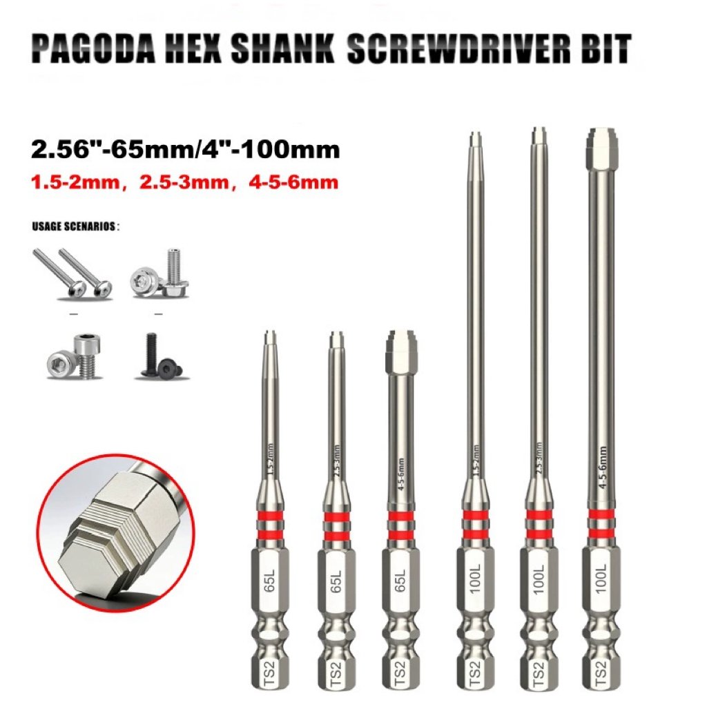 🔧 All-in-One Pagoda Hex Screwdriver Bit Set (6PCS)