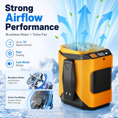 🔧 4-in-1 Portable Waist Fan - Hands-Free Cooling, 10 Speeds, 5000mAh Battery for Work & Outdoor!