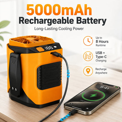 🔧 4-in-1 Portable Waist Fan - Hands-Free Cooling, 10 Speeds, 5000mAh Battery for Work & Outdoor!