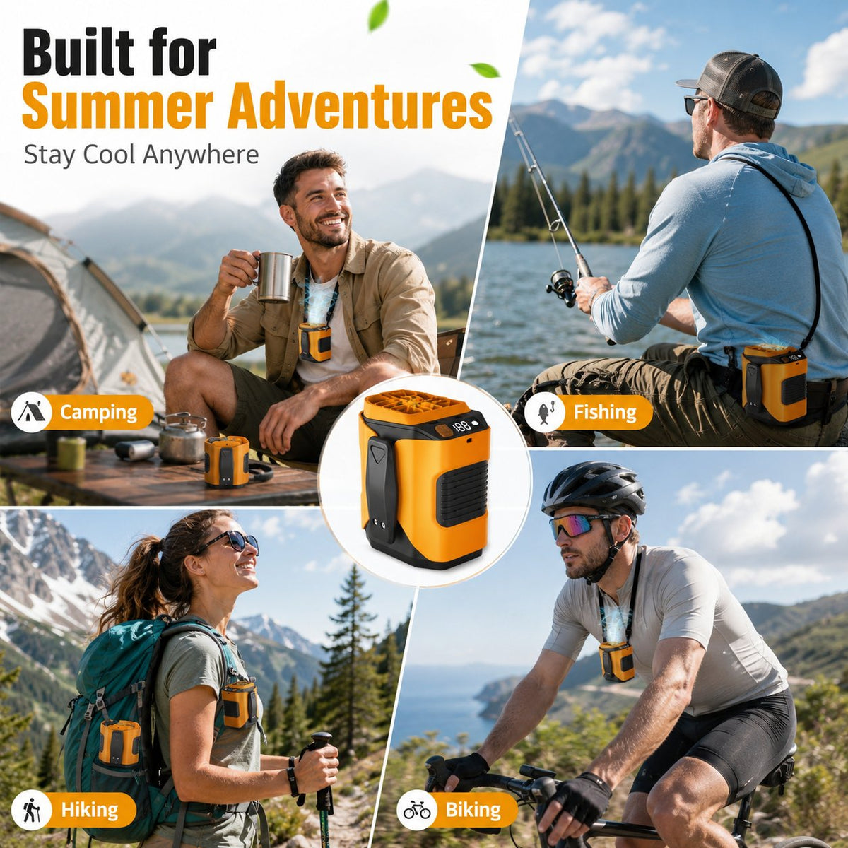🔧 4-in-1 Portable Waist Fan - Hands-Free Cooling, 10 Speeds, 5000mAh Battery for Work & Outdoor!