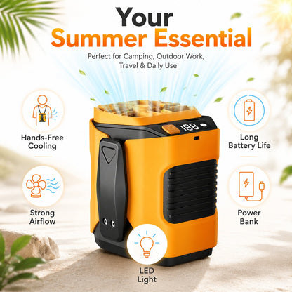 🔧 4-in-1 Portable Waist Fan - Hands-Free Cooling, 10 Speeds, 5000mAh Battery for Work & Outdoor!