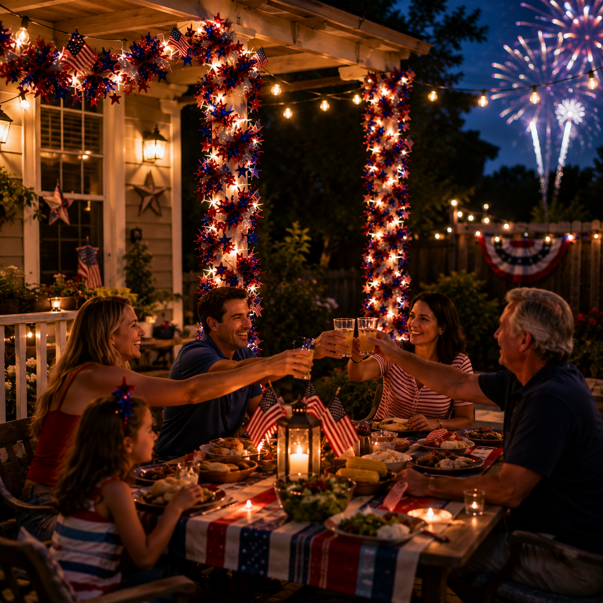 🎉American Flag & Star Red White Blue Fairy Lights