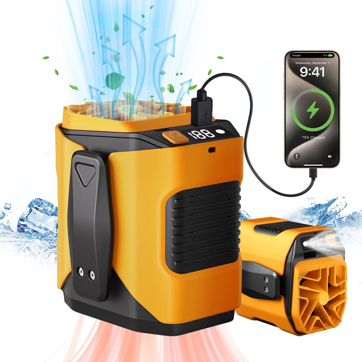 🔧 4-in-1 Portable Waist Fan - Hands-Free Cooling, 10 Speeds, 5000mAh Battery for Work & Outdoor!