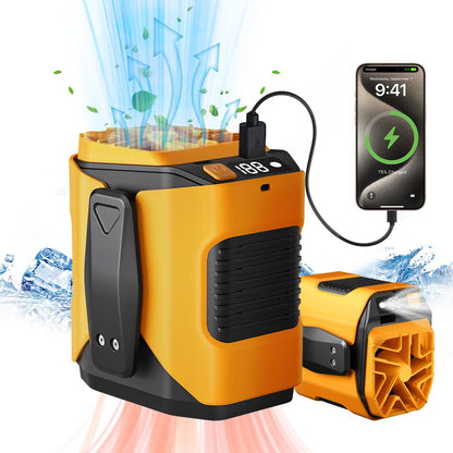 🔧 4-in-1 Portable Waist Fan - Hands-Free Cooling, 10 Speeds, 5000mAh Battery for Work & Outdoor!