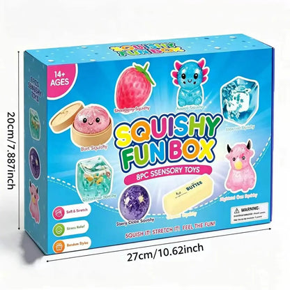 🧈8-Piece Set Mystery Squishy Box Malt Sugar Stress Relief Fidget Toys