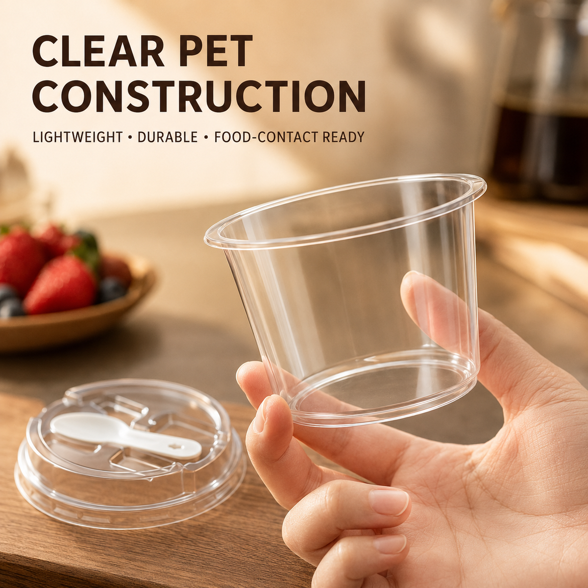 20/50 Sets Round Transparent Plastic Lidded Packaging Boxes with Spoons, Ideal for Cookies, Fruit Ice Cream, Mousse Cake and Yogurt Cups