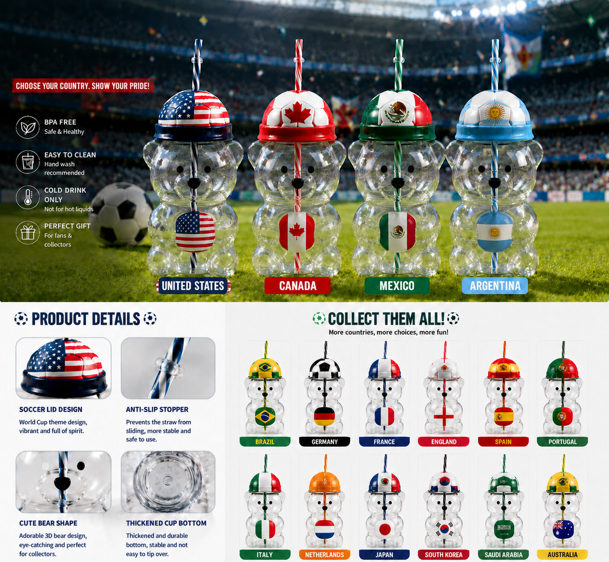 🔥2026 Global Football Celebration Bear Cup