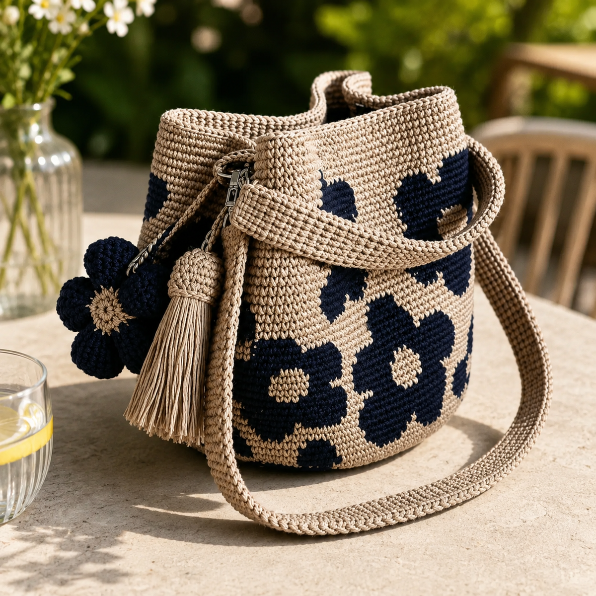 Handwoven Flower Bucket Bag