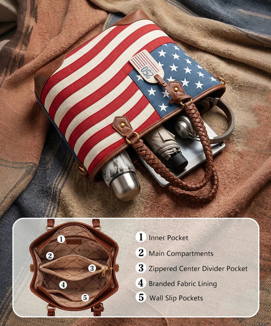 Montana West Vintage American Flag Tote Bag | Western Patriotic Handbag
