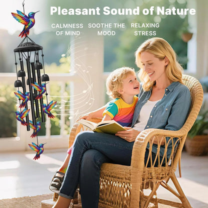 🔥Hot Sale 60% OFF🔥-🐦Vintage Colorful Hummingbird Wind Chime with Metal Tubes and Bells